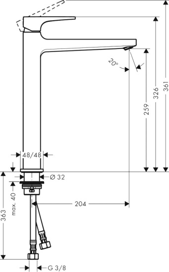 Смеситель для раковины Hansgrohe Metropol 32512670 с донным клапаном Push-Open