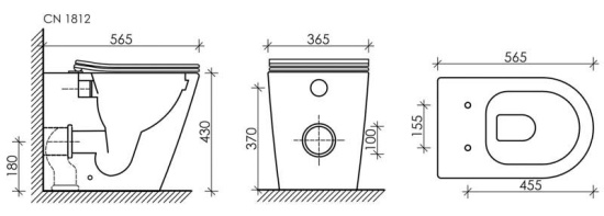 Приставной унитаз Ceramicanova Highlight Rimless CN1812
