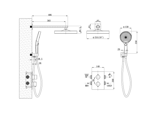 Душевая система Esko Thermostat 6 в 1 TH