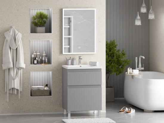 Тумба с раковиной Misty Лаки 60 серая