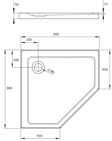 Поддон для душа Radaway Doros PT 90x90