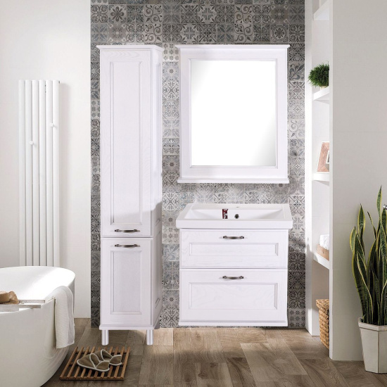 Зеркало ASB-Woodline Прато 70 белое, патина серебро