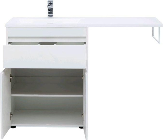 Тумба с раковиной Aquanet Токио 130 L белая напольная, 1 ящик, 2 дверцы