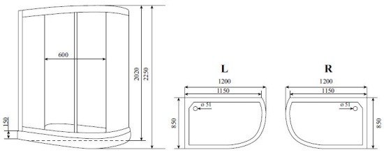 Душевая кабина Timo Standart T-6602 Black R