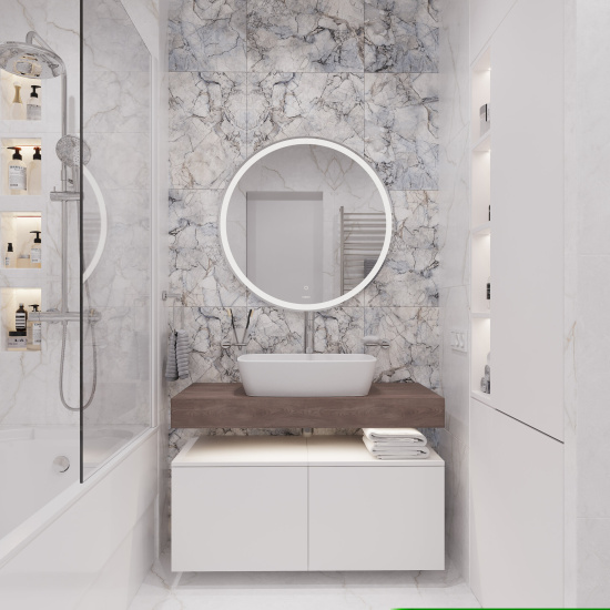 Мебель для ванной Stworki Ольборг 100 столешница дуб карпентер, без отверстий, 2 тумбы 50, с раковиной Vitra Shift