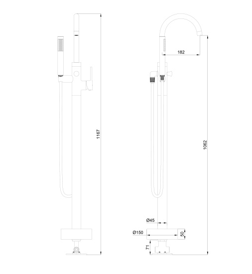 Напольный смеситель для ванны Wonzon & Woghand Stick WW-88649017-BN
