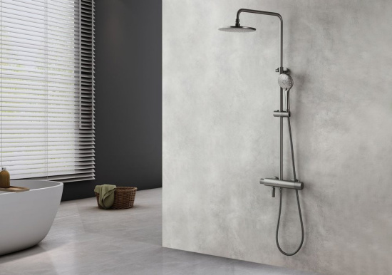 Душевая стойка Lemark Bronx LM3772GM термостат, графит