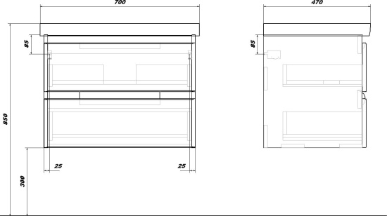 Тумба с раковиной SanStar Riana 70 подвесная