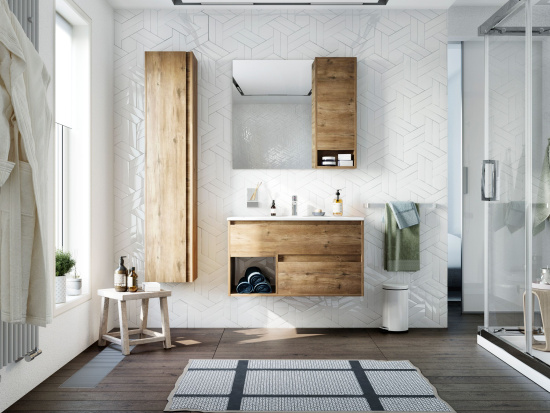 Зеркало Stworki Карлстад 90 R, дуб рустикальный