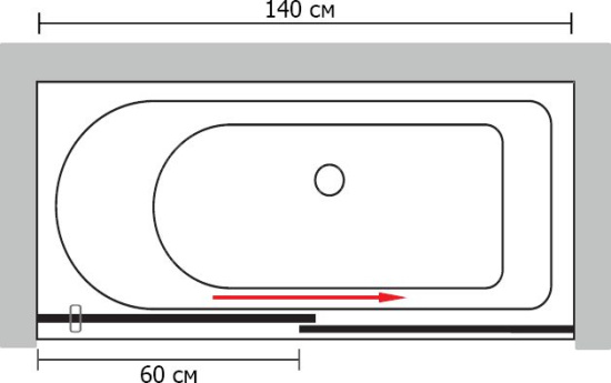 Шторка на ванну GuteWetter Slide Part GV-862 правая 140 см стекло бесцветное, профиль хром
