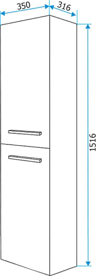 Пенал 1MarKa Соната 35П с 2 дверцами, белый глянец