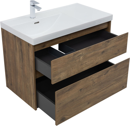 Тумба с раковиной Aquanet Nova Lite 2.0 90 L 2 ящика, дуб рустикальный