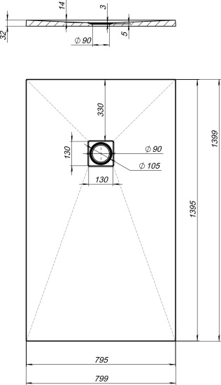 Поддон для душа Aquanet Pleasure NEW 003G 140x80 с сифоном, серый камень