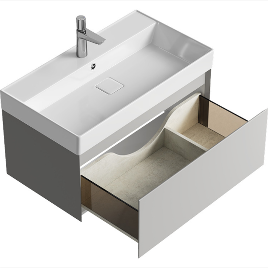 Тумба с раковиной Aqwella 5 stars Geometria 80 подвесная, 1 ящик, серая