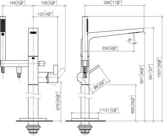 Смеситель для ванны Dorn Bracht CL.1 25863705-06 матовая платина