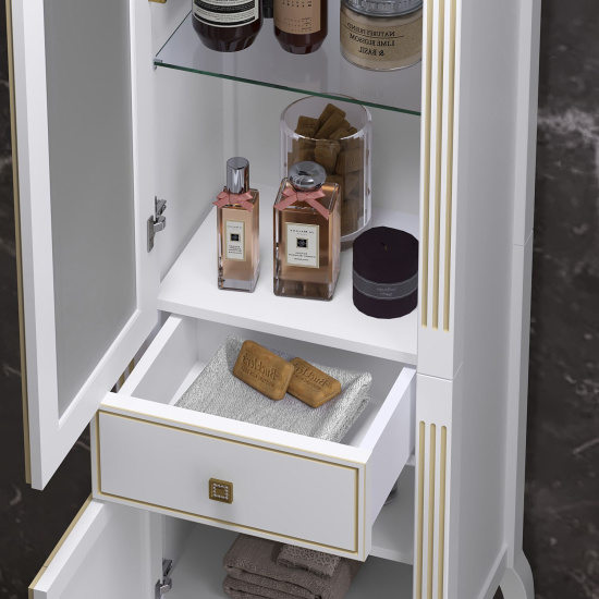 Пенал Opadiris Лаура 45 L белый золотая патина