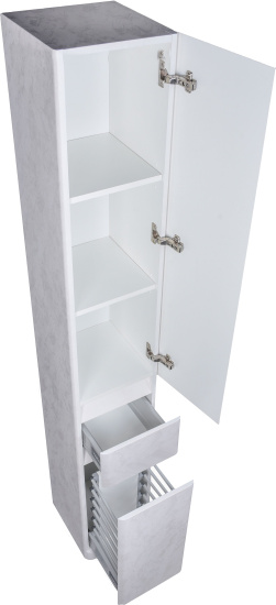 Пенал Style Line Атлантика Люкс, бетон крем, с бельевой корзиной