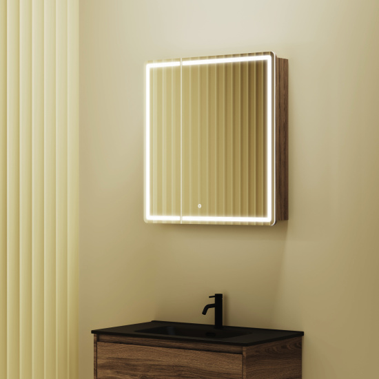Зеркало-шкаф Sancos Mirror 70 дуб чарльстон, с LED подсветкой и розеткой