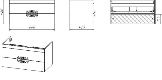 Мебель для ванной Misty Дели 80 белая, патина серебро