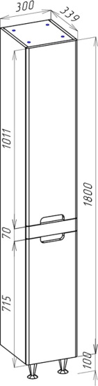 Пенал Bellezza Грейс 30 R, напольная, скала серая