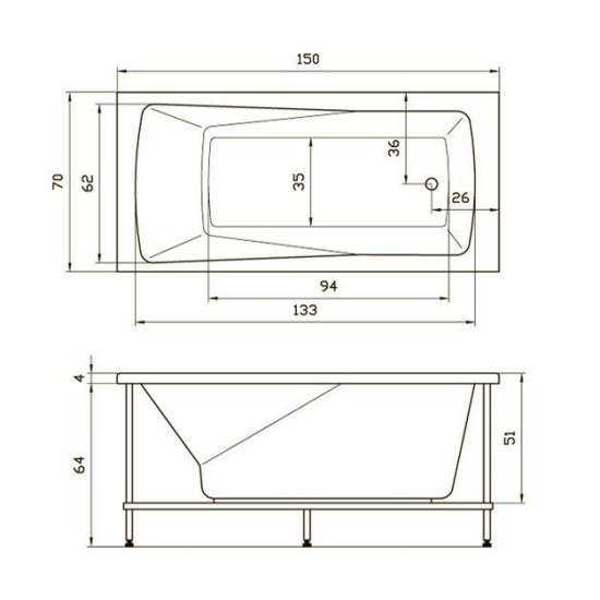Акриловая ванна Aquatika Авентура 150 см Reflexa