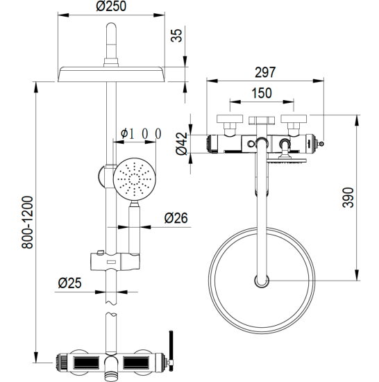 Душевая стойка Boheme Eterna 178-GM
