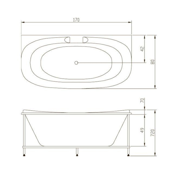 Акриловая ванна Aquatika Ренессанс 170 см Basic