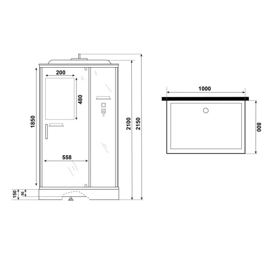 Душевая кабина Niagara Standart ST100/80/15Q/BL