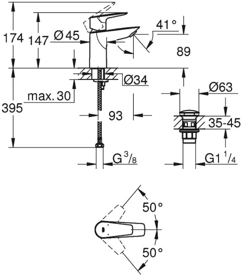 Смеситель для раковины Grohe Start Edge 23898001