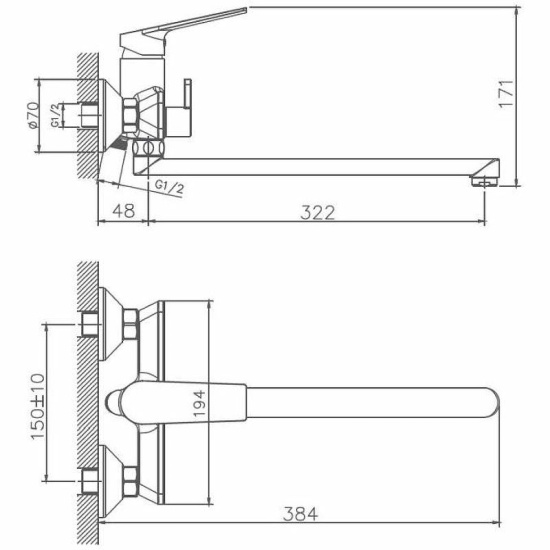 Смеситель для ванны Haiba HB22533-3 пепельный