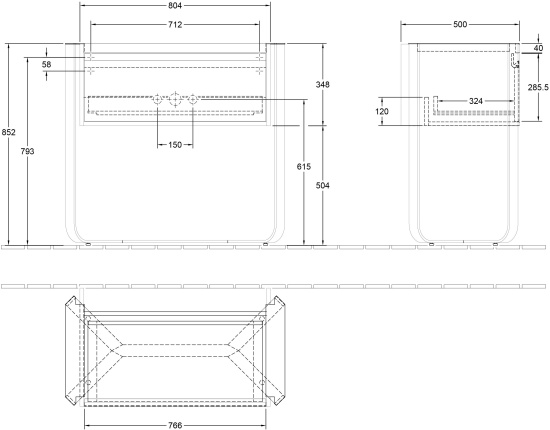 Мебель для ванной Villeroy & Boch Antheus american walnut, с подставкой из глянцевой стали