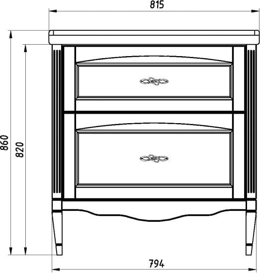 Мебель для ванной ASB-Woodline Римини Nuovo 80 белая, патина серебро