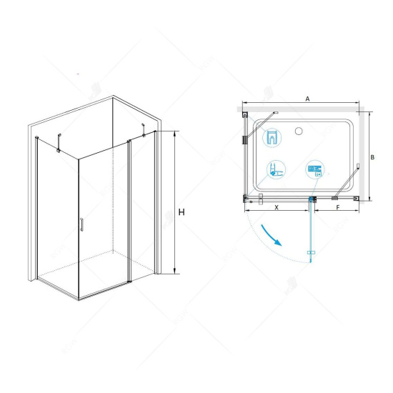 Душевой уголок RGW Leipzig LE-44 (1175-1190)х1200х1950 профиль хром, стекло прозрачное