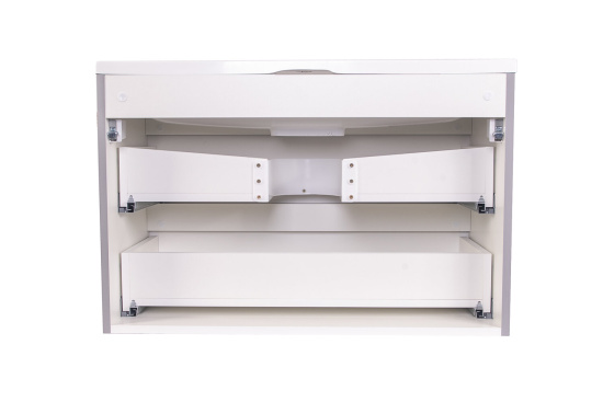 Тумба с раковиной Style Line Бергамо мини 80 2 ящика Люкс антискрейтч серая, Plus подвесная