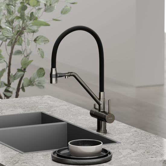 Смеситель для кухни Sancos Dora SC4003GG, вороненая сталь
