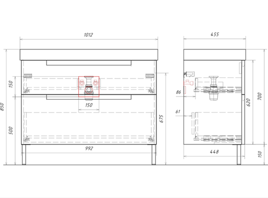 Тумба с раковиной Aqwella Vancouver 100 напольная, белая