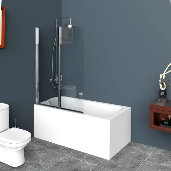 Шторка на ванну BelBagno Uno V-2-100/150-C-Cr стекло прозрачное