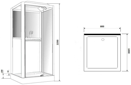 Душевая кабина Grossman GR-222 100x80 см черная