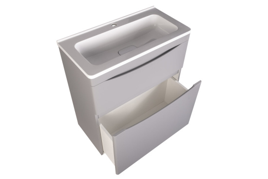 Тумба с раковиной Style Line Бергамо мини 70 2 ящика Люкс антискрейтч серая, Plus напольная