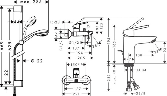Душевой комплект Hansgrohe SET Logis Loop