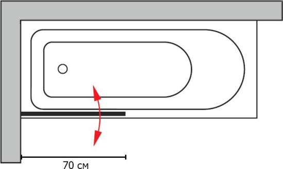 Шторка на ванну GuteWetter Trend Pearl GV-861B левая 70 см стекло бесцветное, фурнитура хром