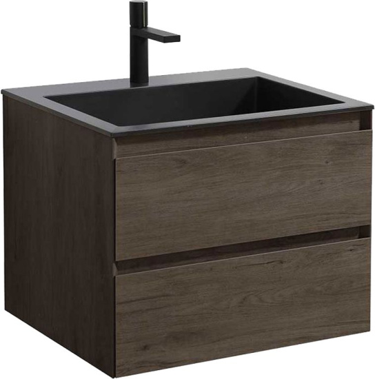 Тумба с раковиной Vincea Luka 60 2 ящика,темный дуб