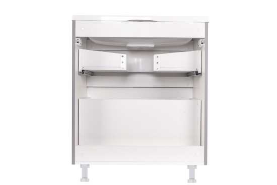 Тумба с раковиной Style Line Бергамо мини 70 2 ящика Люкс антискрейтч серая, Plus напольная