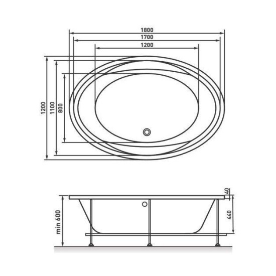 Акриловая ванна VAYER Opal 180х120 см