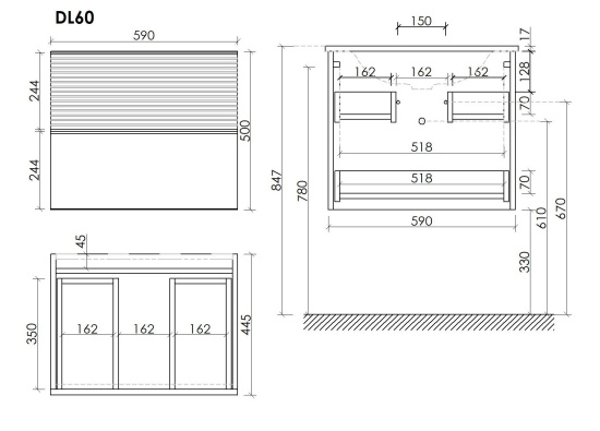 Тумба с раковиной Sancos Delta 60 дуб красный/графит, DL60GR