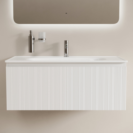 Тумба с раковиной Sancos Code 100 подвесная, белая матовая, раковина белая