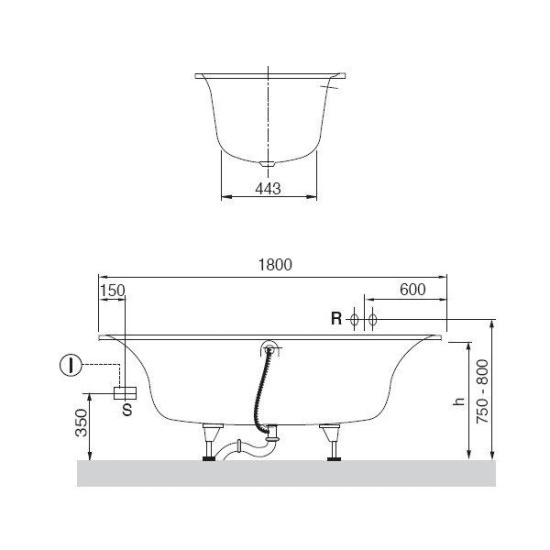 Квариловая ванна Villeroy & Boch Cetus UBQ180CEU2V-96