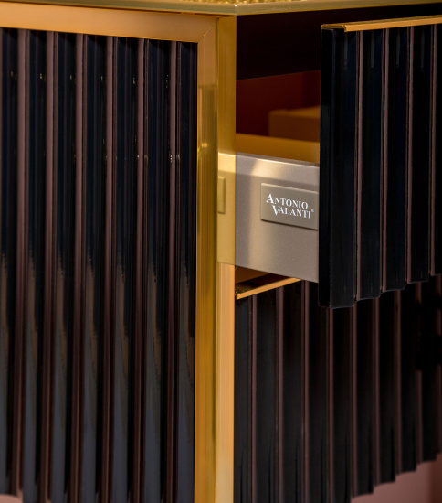 Мебель для ванной Armadi Art Monaco 100 с золотой столешницей черная, золото