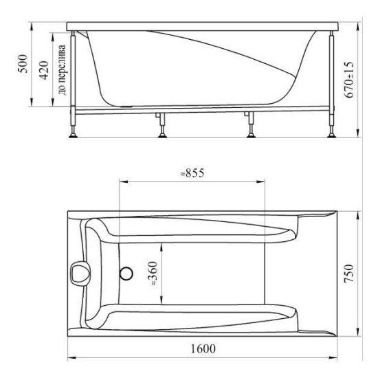 Акриловая ванна Vannesa Фелиция 160х75 см