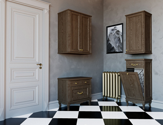 Тумба ValenHouse Лиора 40 кальяри с бельевой корзиной, фурнитура золото